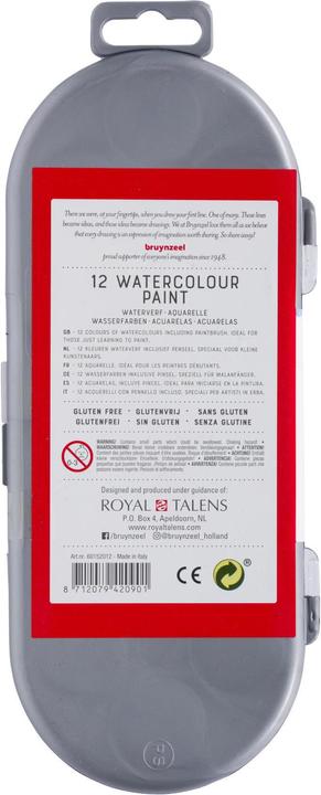 Actual product image Bruynzeel Watercolour 12er-Set, multicoloured (White, Orange, Yellow, Lilac, Light yellow, Dark green, Black, Red, Light green, Brown, Dark Blue, Light blue, 1000 ml)