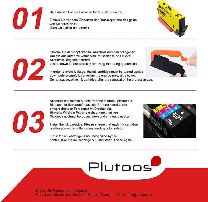 Energy Label Plutoos HP 912XXL HP 912XL Cartridges XXL compatible (M, C, Y, FC)