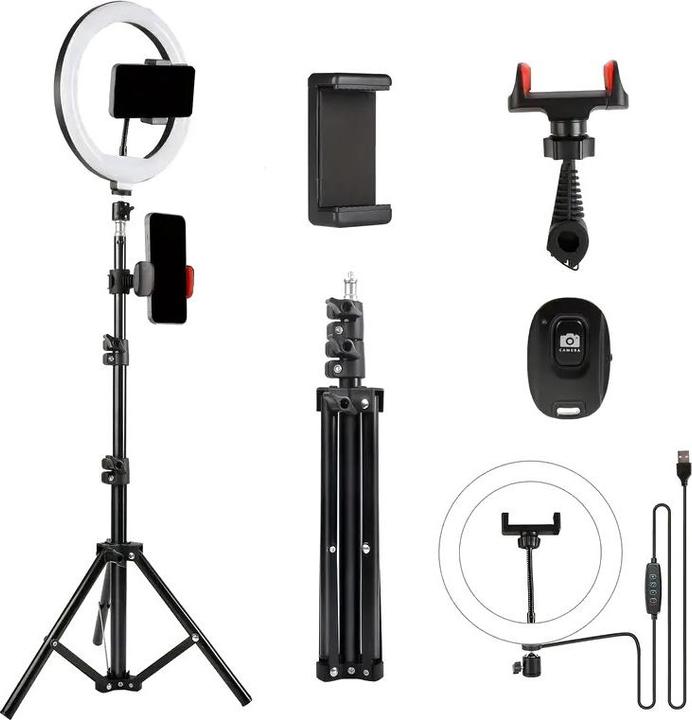 Actual product image Cbx 10" selfie LED ring light set with flexible tripod and 3 light modes (Ring light, Video light)