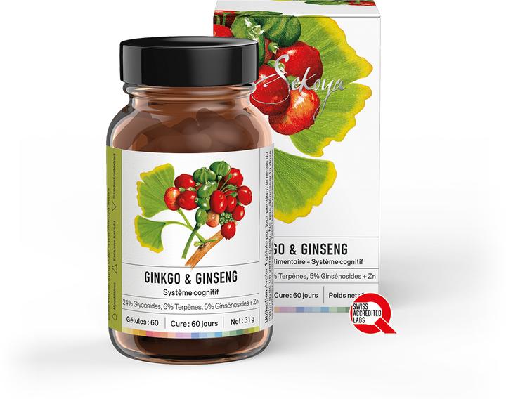 Image du produit Sekoya Ginkgo & Ginseng | Pour la mémoire (60 pièce(s), Capsules, 31 g)