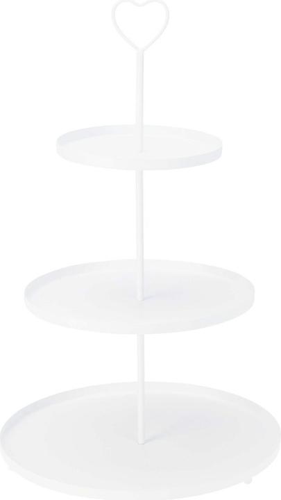 Excellent Houseware Elegante Etagere mit 3 Ebenen, 30 x 30 x 48 cm, cremeweiss