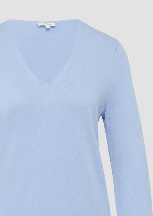 Produktbild S.Oliver Strickpullover Feinstrickpullover mit V-Ausschnitt und Rollkante am Saum (34)