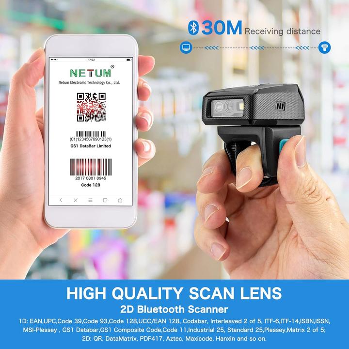 Produktbild NetumScan Ring Scanner RS9000 (QR-Code, 2D-Barcodes, 1D-Barcodes)