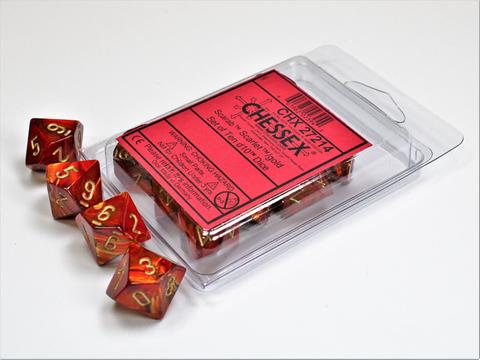 Chessex Scarab® Scarlet/gold Set of Ten d10s (Deutsch)