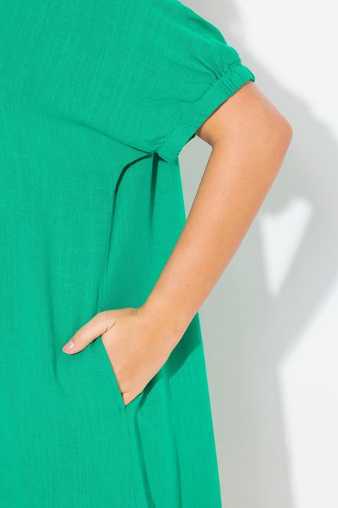 Produktbild Ulla Popken Kleid, Leinenmix, Oversized, Hemdkragen, Halbarm (62)