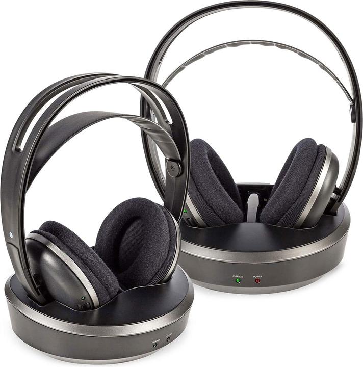 Produktbild Nedis 2er-Set Kabelloser Funk Stereo Fernsehkopfhörer, 100 m Reichweite (11 h, Kabellos)