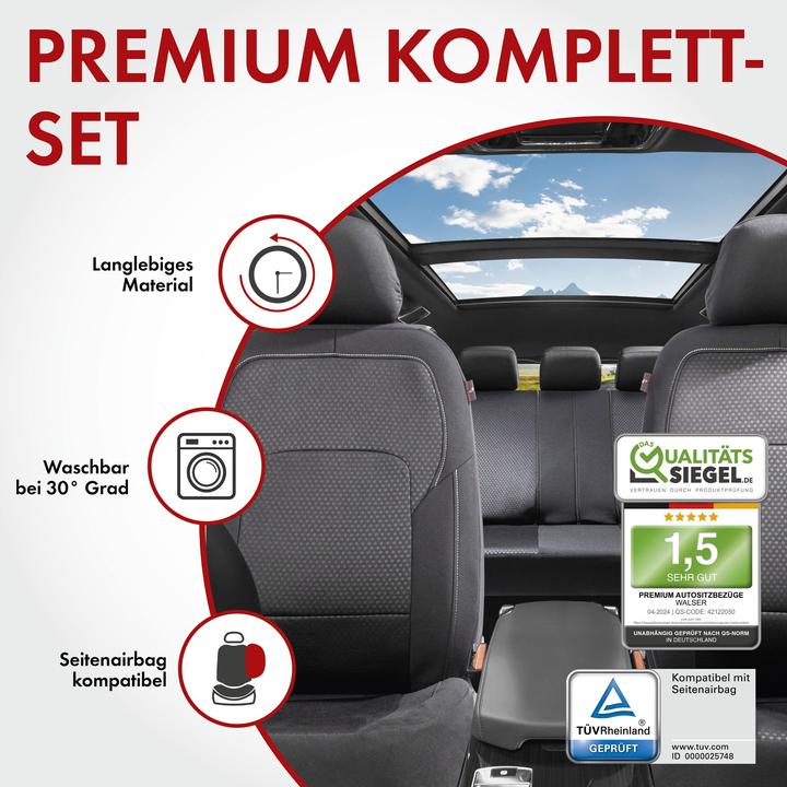 Produktbild Walser Autositzbezug ZIPP-IT Premium Logan, PKW-Schonbezüge Komplettset mit Reiverschluss-System schwarz/s