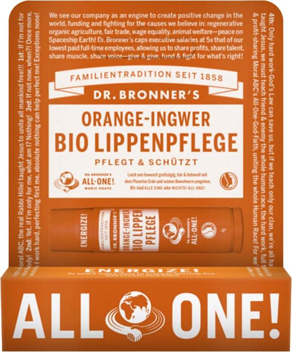 Immagine prodotto Dr. Bronner's Balsamo per labbra Arancione-Zenzero (Balsamo per le labbra, 4 ml)