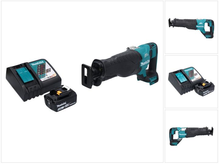 1x Makita DJR 187 Akku Reciprosäge, 1x Makita BL 1850 B 18 V 5,0 Ah Akku, 1x Makita DC 18 RC Akku Schnell Ladegerät