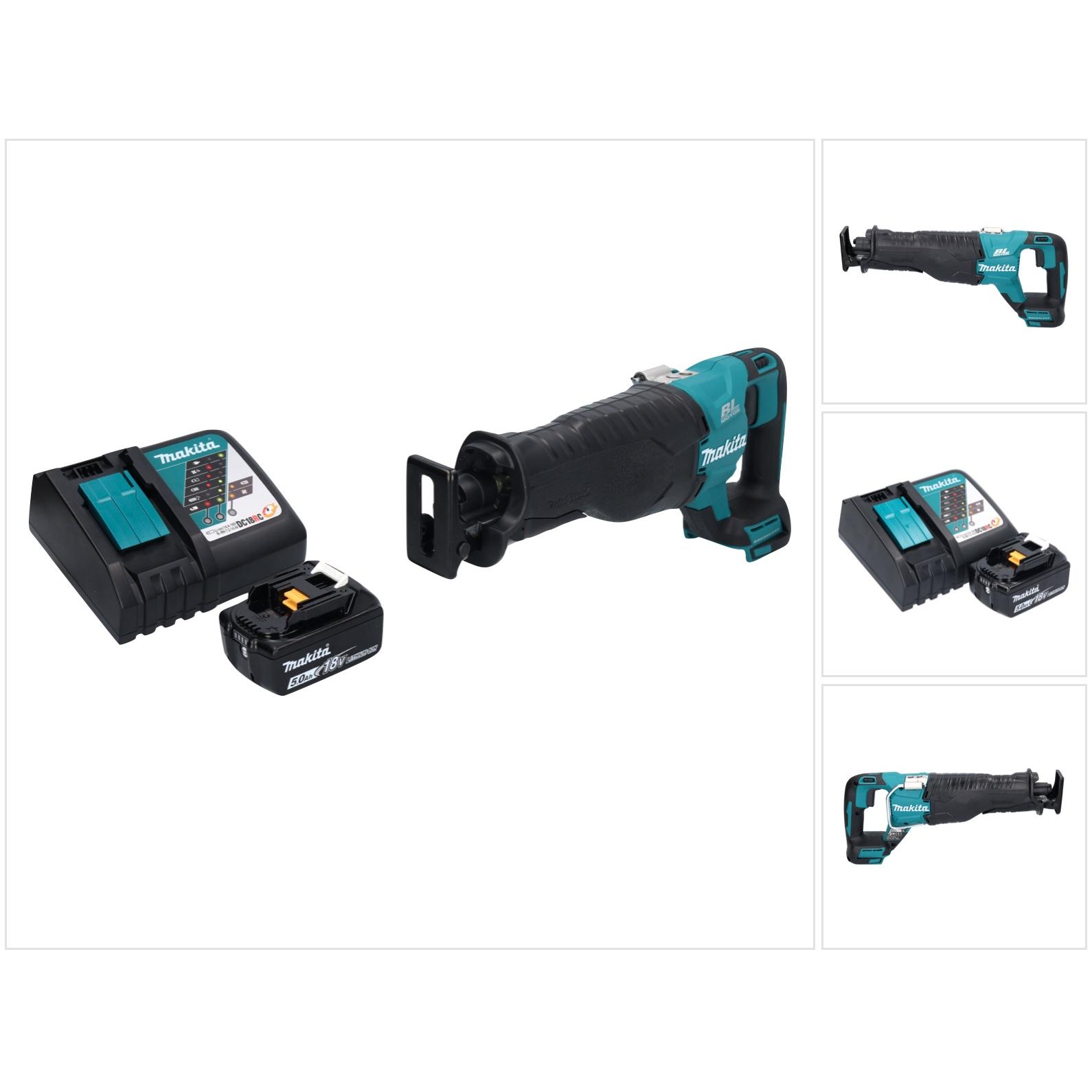 Makita, Säbelsäge, DJR 187 RT1 Akku Reciprosäge Säbelsäge 18 V Brushless + 1x Akku 5,0 Ah + Ladegerät