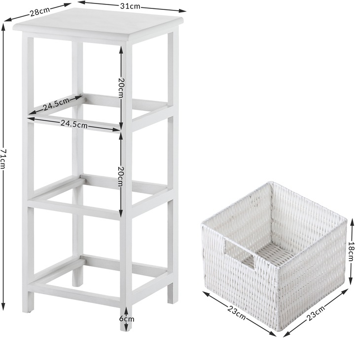 Actual product image Casaria Floor standing shelf with baskets (71 x 31 x 28 cm)