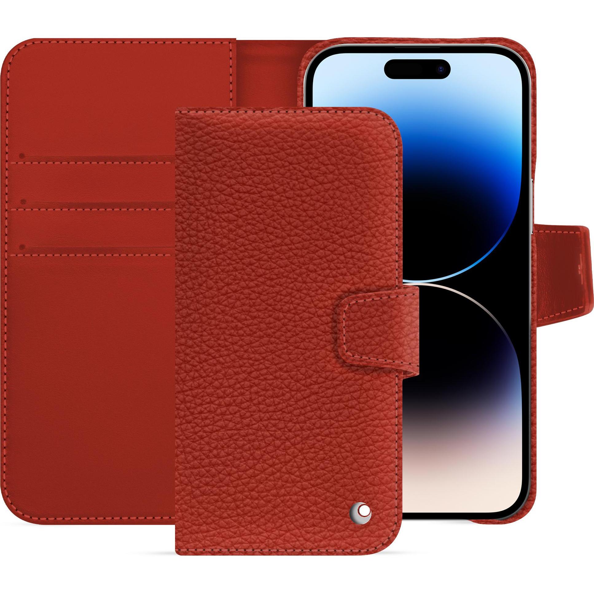Noreve Lederschutzhülle Apple iPhone 15 Pro Max (Apple iPhone 15 Pro Max), Smartphone Hülle, Orange