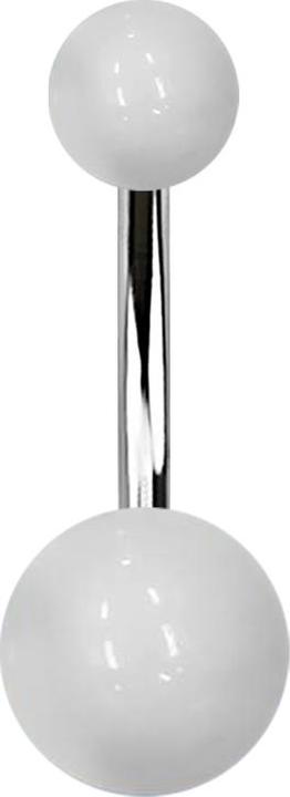Produktbild Star Piercing Banane silber mit zwei Kugeln weiss (Acryl, ohne Messing, Chirurgenstahl 316L)
