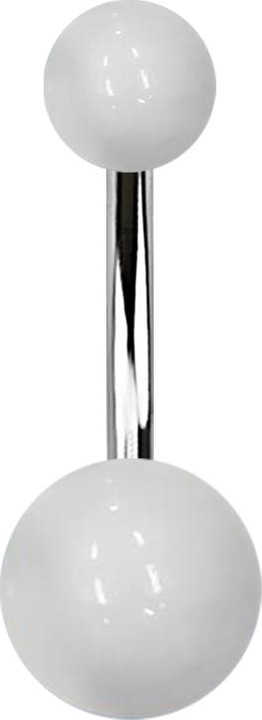 Image du produit Star Piercing Banane argentée avec deux boules blanches (Acrylique, sans laiton, Acier chirurgical 316L)