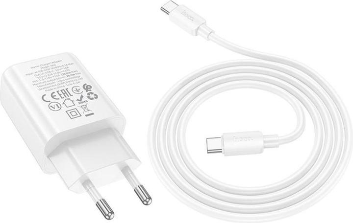 Produktbild Hoco Adapter wall charger Type C + cable Type C to Type C PD QC 20W N60 white (20 W, 1 Port)