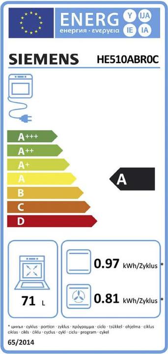 Etichetta energetica Siemens HE510ABR0C & EA645GEA1C Herdset 400V