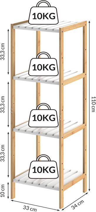 Image du produit Casaria Meuble étagère (33 x 34 x 110 cm)