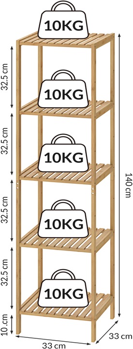 Actual product image Casaria Standing shelf (140 x 33 x 33 cm)