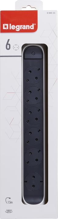 Actual product image Legrand Rotatable power strip 6x socket, 1.5m cable white-black 694533 (6 x, CEE 7/3, 1.50 m)