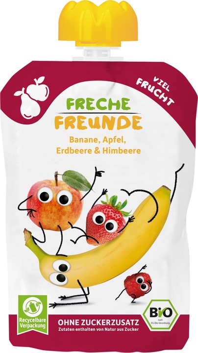 Produktbild Freche Freunde Quetschmus Apfel Banane Erdbeere & Himbeere Btl 100 g (100 g)