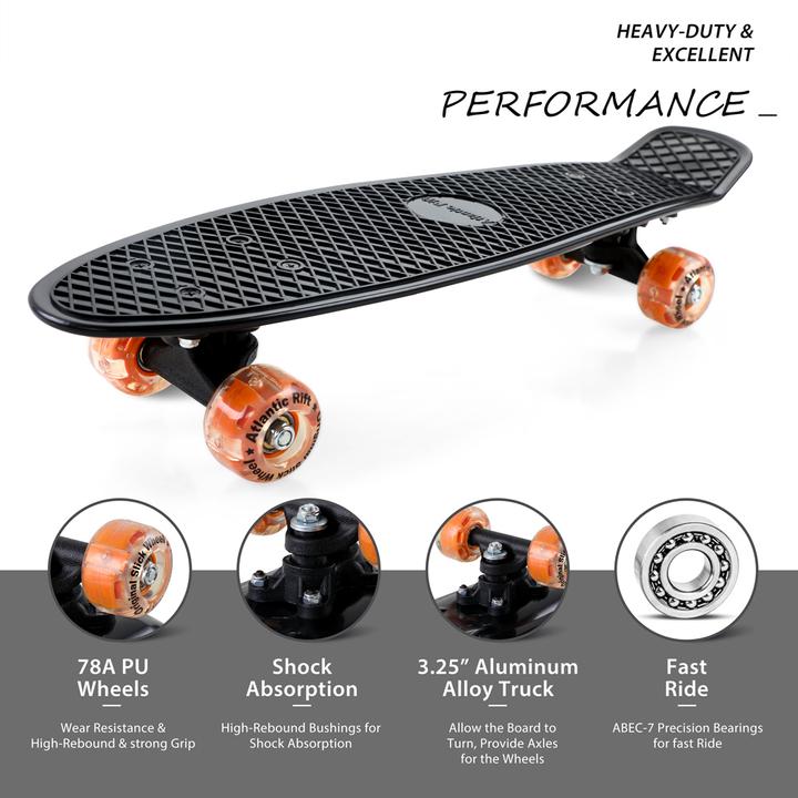 Produktbild Monzana Skateboard Mini Cruiser 57cm LED Vintage (22.44")