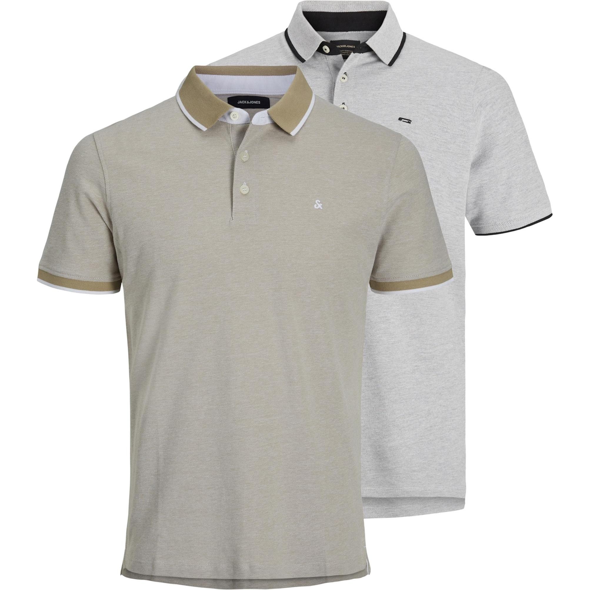 Jack & Jones, Herren, Shirt, 2er-pack Einfarbig Polo T-shirt T-shirt, Beige, (S)