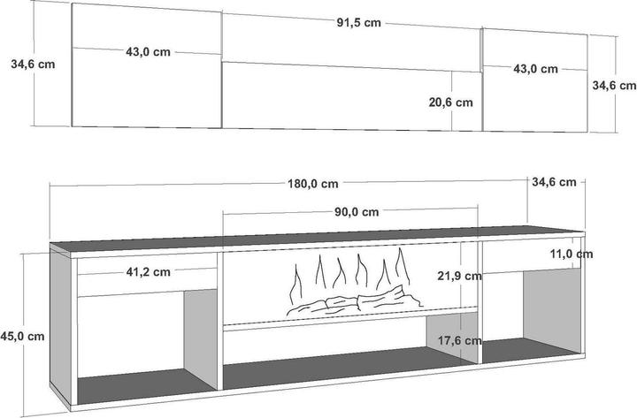 Produktbild Kalune Design Elodi Fireplace (180 x 34.60 x 45 cm)