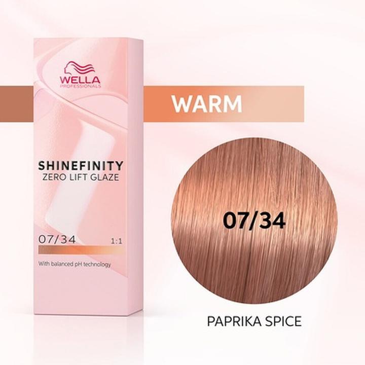 Immagine prodotto Wella SHINEFINITY Paprika Spice 07/34 Biondo Medio Rame Dorato (60ml) Colore Demi-Permanente (34, Nº 07)