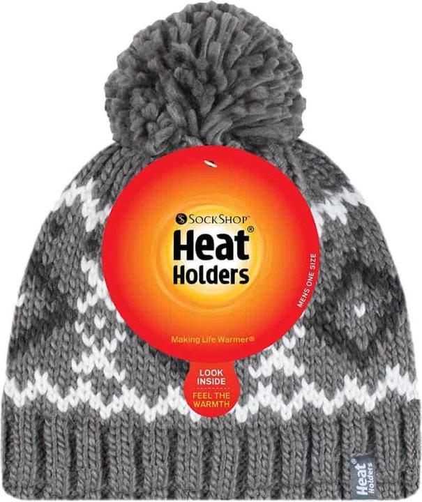 Produktbild Heat Holders Beanie Mütze mit Bommel, Winter Warm Fleece Gefütterte Mütze