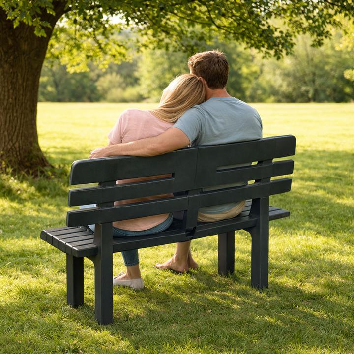 Actual product image Mojawo Stabile Parkbank Kunststoff Gartenbank Sitzbank 110x52x71cm