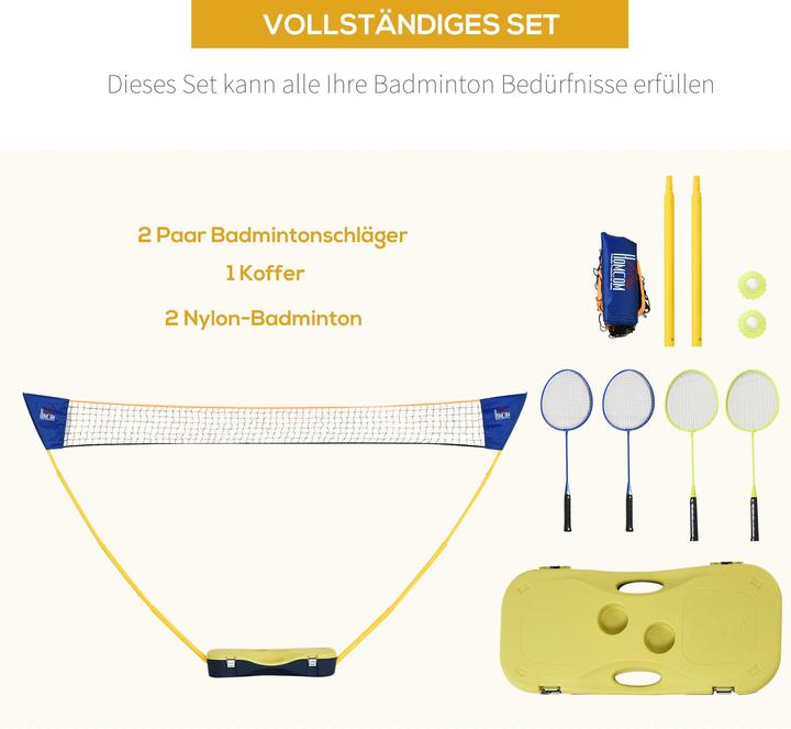 Produktbild Homcom Badmintonnetz mit 4 Schlägern