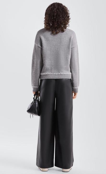 Produktbild s.Oliver Strickpullover Rundhalspullover mit Stickelementen am Saum (XL)