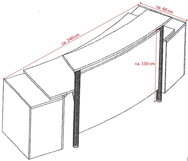 Produktbild Jet-Line Empfangstheke BREMEN Büromöbel (240 x 60 x 110 cm)