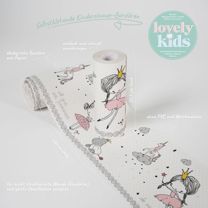 Produktbild A.S. Création Lovely Kids Kinderzimmer Magic Princess für's Prinzessinen-Zimmer (15 x 500 cm)