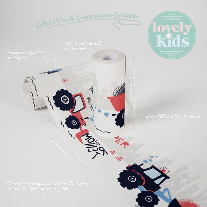 Produktbild A.S. Création Lovely Kids Kinderzimmer Super Tractor mit Traktoren und Baumaschinen (15 x 500 cm)