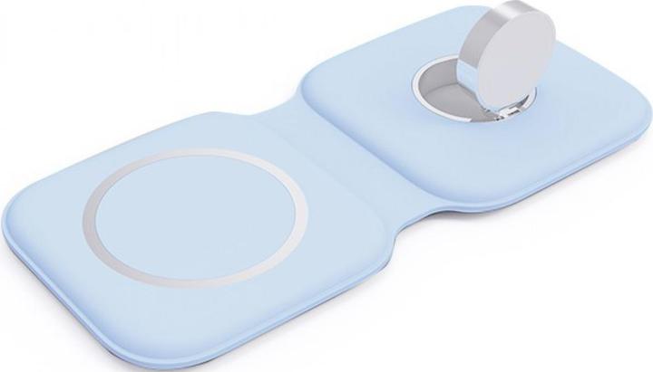 PhoneLook Faltbare 15W Wireless Charger 3 in 1 Ladegerät für iPhone, AirPods & Apple Watch Hellblau (15 W)