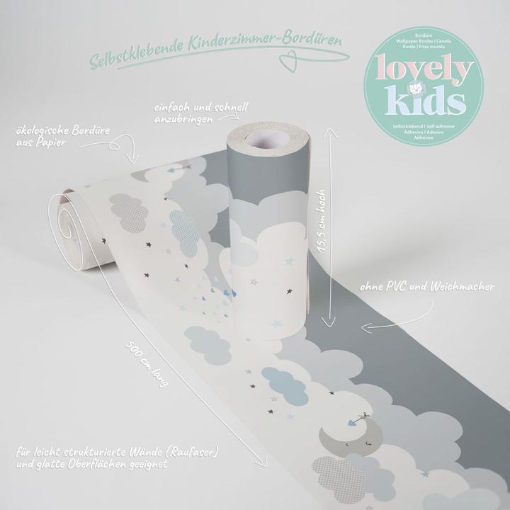 A.S. Création Lovely Kids nursery Dreamy Sky with cute clouds (15.50 x 15 cm)
