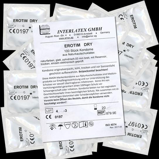 Produktbild Amor Erotim Dry» 100 trockene Kondome ohne Silikonöl, Maxipack (100 Stk.)