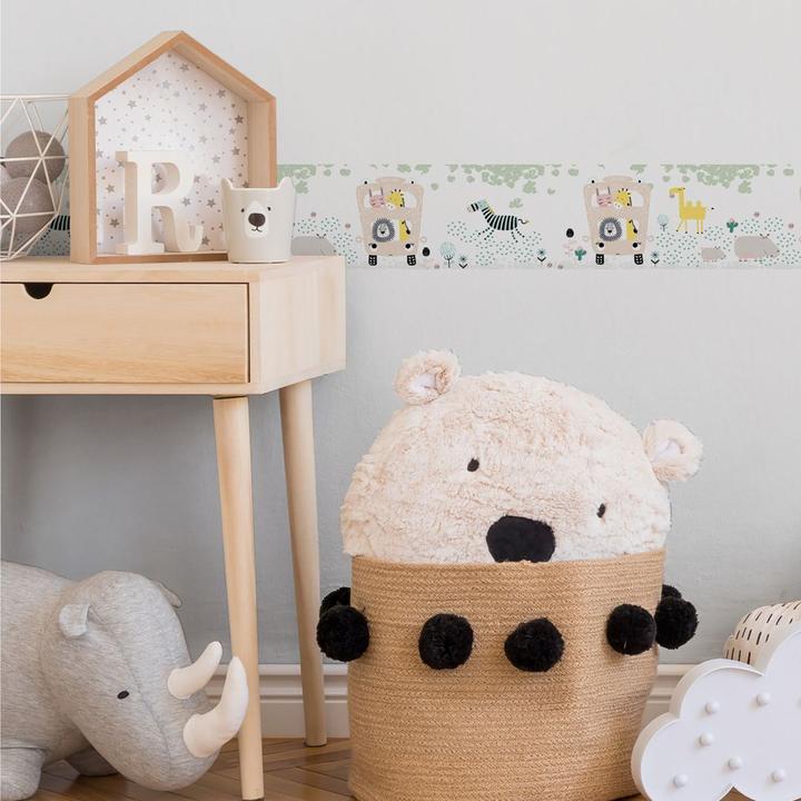 Image du produit A.S. Création Charmante nursery Kids Safari Friends avec de mignons animaux de la savane (15 x 500 cm)