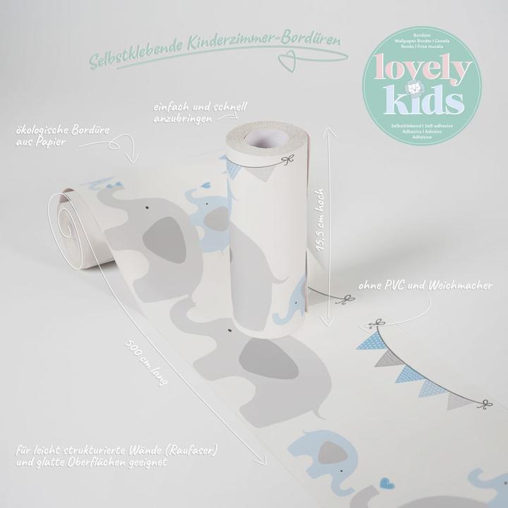 Actual product image A.S. Création Lovely Kids nursery Elephant Party with cute elephants (15 x 500 cm)