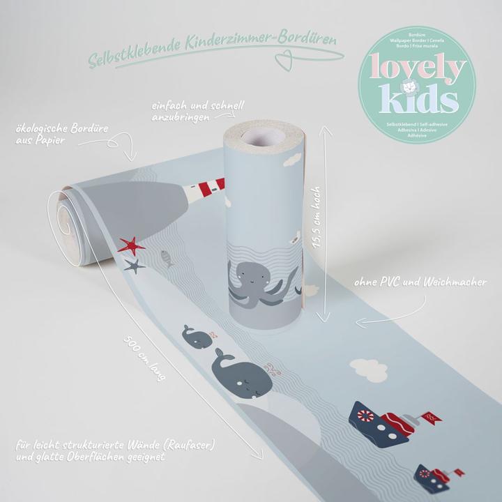 Produktbild A.S. Création Lovely Kids Kinderzimmer Lighthouse Family Leuchtturm am Meer (15 x 500 cm)