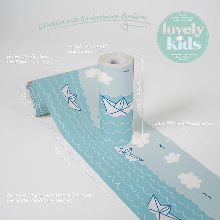 Image du produit A.S. Création Lovely Kids Chambre d'enfant Paper Boat Love avec des bateaux en papier (15 x 500 cm)