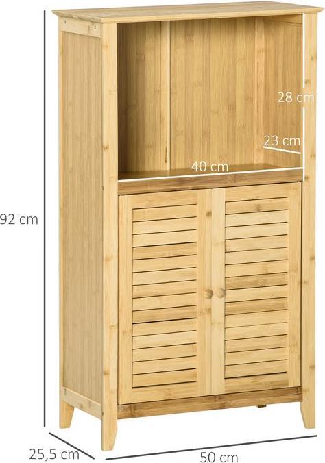 Image du produit Swisshandel24 Armoire de salle de bain, ouverte, bambou, naturel, 50 x 25,5 x 92 cm (50 x 25.5 x 92 cm)