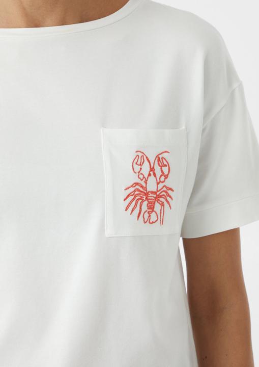 Image du produit Comma T-Shirt T-Shirt im Relaxed Fit mit Brusttasche und Stickerei (38)