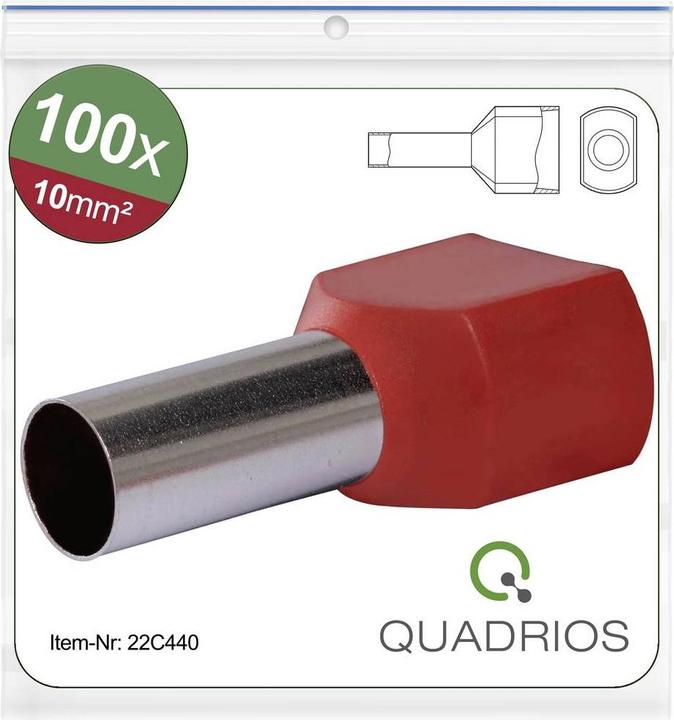 Produktbild Quadrios 22C440 Zwillings-Aderendhülse 10 mm² Teilisoliert Rot 1 Set