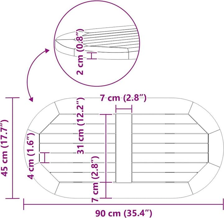 Actual product image vidaXL Tischplatte (90 x 45 cm)