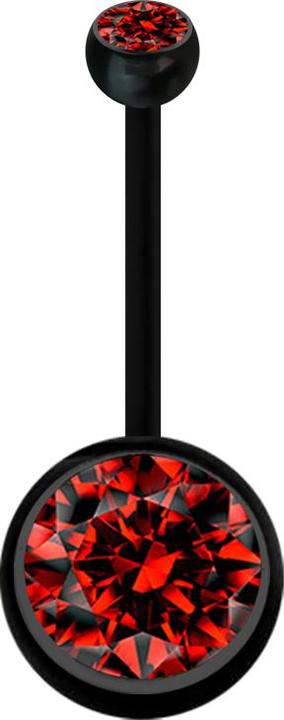 Produktbild Star Piercing Banane Schwangerschaft schwarz mit zwei Kugeln Kristall gross rot (ohne Messing, Kunststoff)