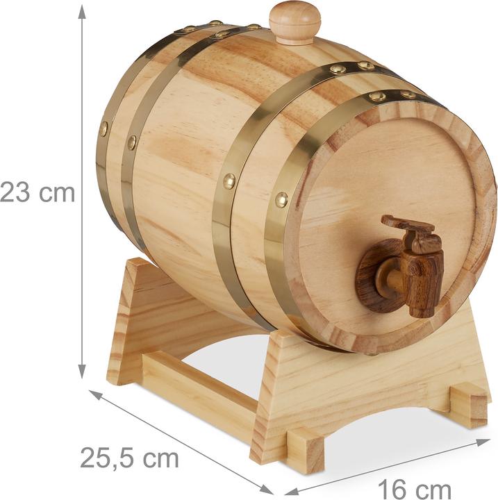 Image du produit Relaxdays Tonneau 3 L, en chêne