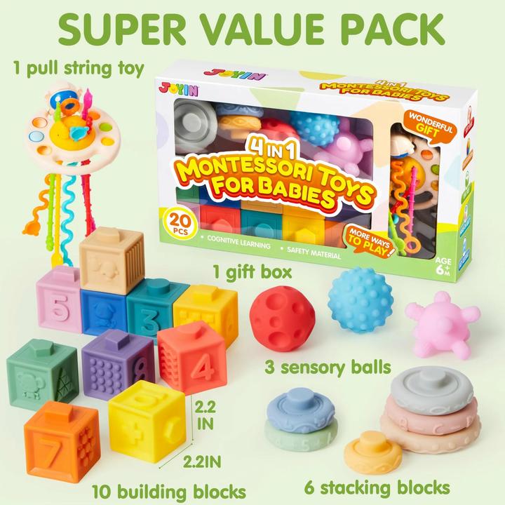 Actual product image Activity Board Stacking blocks, sensory string pull toy, baby toy stacking game, sensory string pull toy