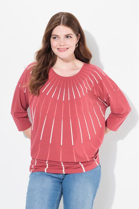 Immagine prodotto Ulla Popken Maglia dal taglio oversize in cotone biologico con scollo a girocollo e maniche a 3/4 (50, 52)